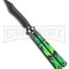Chalkhill Balisong Black Butterfly Knife - Black/Green Dragon Handles -Best Knife Shop Chalkhill Balisong Black Butterfly Black Green Dragon Handles GX 37964 jr large