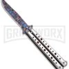 Chalkhill Balisong Patterned Butterfly Knife - Dotted Silver Handle With Red -Best Knife Shop Chalkhill Balisong Paterned Butterfly Knife Dotted Silver Handle With Red GX 37648 td large