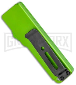 Chud Mini Green OTF Automatic Knife - Black Tanto Plain -Best Knife Shop Chud Mini Green OTF Auto Pocket Clip Black Tanto GX 38551 jr side large