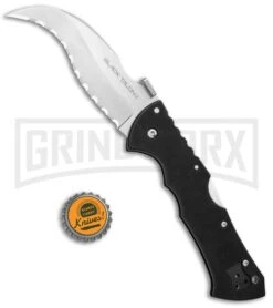 Cold Steel Black Talon II Folding Knife - Satin Plain -Best Knife Shop Cold Steel 4in Black Talon II LB Satin Full Serr 22BS BHQ 30903 jr bottlecap 2 large