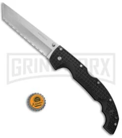Cold Steel Voyager X Large Tanto Folding Knife - Stonewash Full Serr -Best Knife Shop Cold Steel Voyager XL Tanto Tri Ad LB SW Full Serr 29TXCTS BHQ 44017 jr bottlecap large