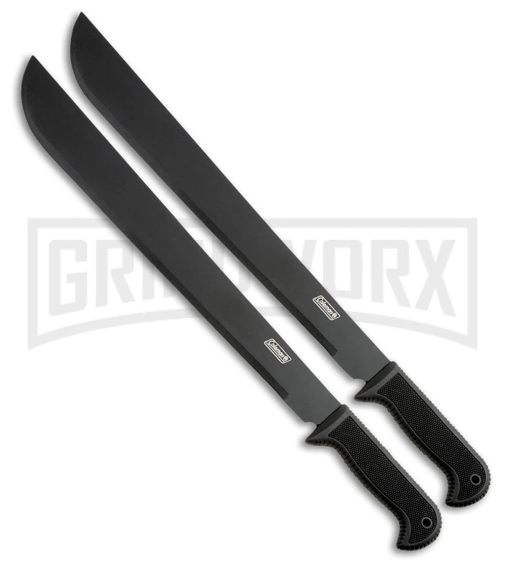 Coleman Twin Hackers Black 2 Piece Machete Set - Black Plain 3 Coleman Twin Hackers Black 2 Piece Machete Set - Black Plain