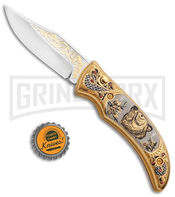Custom Russian Gold Bear Automatic Knife - Polish Plain 8 Custom Russian Gold Bear Automatic Knife - Polish Plain - Image 6