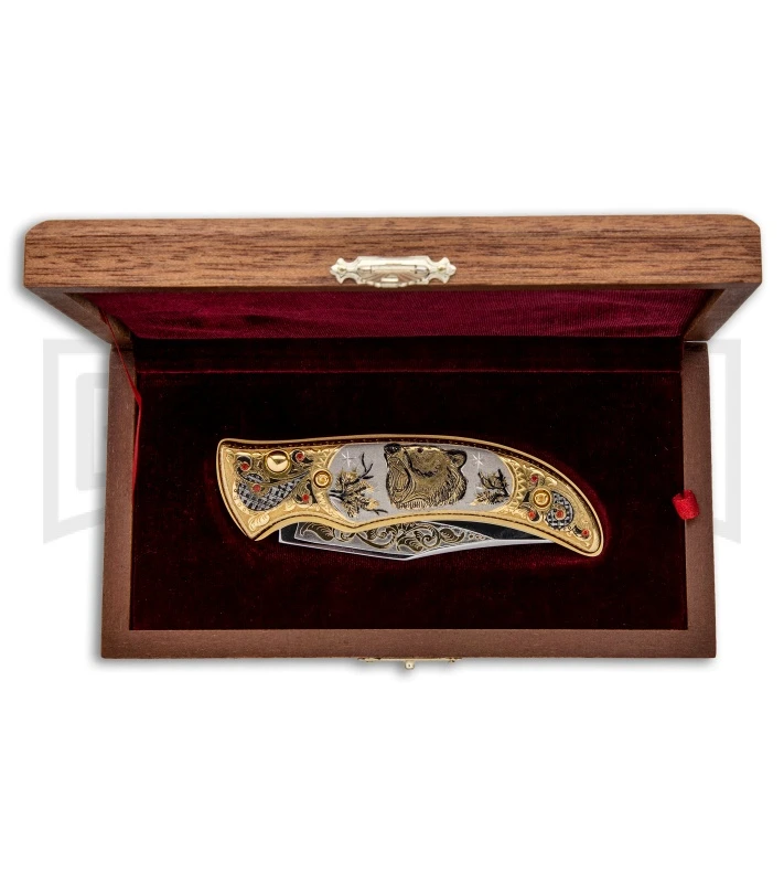 Custom Russian Gold Bear Automatic Knife - Polish Plain 6 Custom Russian Gold Bear Automatic Knife - Polish Plain - Image 4