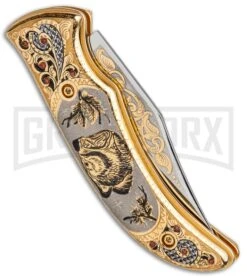Custom Russian Gold Bear Automatic Knife - Polish Plain 10 Custom Russian Gold Bear Automatic Knife - Polish Plain -Best Knife Shop Custom Russian Gold Bear Auto Polish RV HC3 BEAR GX 31049 jr side large