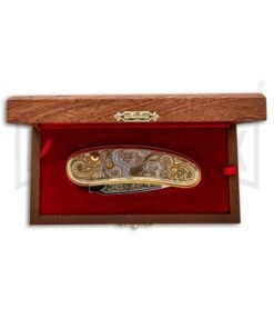 Custom Russian Gold Lion Automatic Knife - Polish Plain -Best Knife Shop Custom Russian Gold Lion Auto Polish RV HC2 LION GX 31052 jr box large