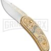 Custom Russian Gold Lion Automatic Knife - Polish Plain -Best Knife Shop Custom Russian Gold Lion Auto Polish RV HC2 LION GX 31052 jr large