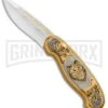 Custom Russian Gold Wolf Automatic Knife - Polish Plain -Best Knife Shop Custom Russian Gold Wolf Auto Polish RV HC2M WOLF GX 31047 jr large
