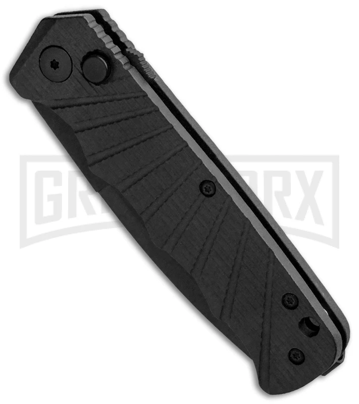 Delta Force Automatic Knife Black Aluminum - Black Partially Serrated 4 Delta Force Automatic Knife Black Aluminum - Black Partially Serrated - Image 2