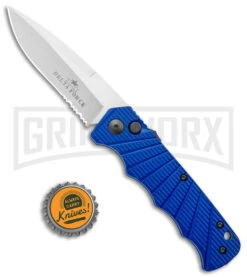 Delta Force Automatic Knife Blue Aluminum - Satin Serr -Best Knife Shop Delta Force Auto Blue Aluminum Satin Serr GX 38090 jr bottlecap large