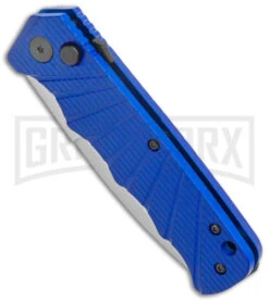 Delta Force Automatic Knife Blue Aluminum - Satin Serr -Best Knife Shop Delta Force Auto Blue Aluminum Satin Serr GX 38090 jr spine large