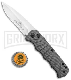 Delta Force Automatic Knife Gray Aluminum - Satin Plain -Best Knife Shop Delta Force Auto Gray Molded Plastic Satin Plain GX 33544 jr bottlecap large