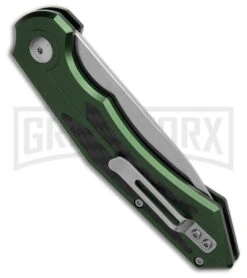 Diablo Automatic Knife Green Aluminum - Satin Plain -Best Knife Shop Diablo Automatic Knife Green Aluminum Satin 3in Satin BHQ 183582 td side large