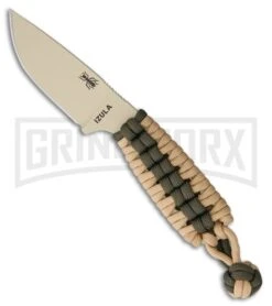 ESEE Knives Tan Izula Survival Neck Knife W/ Cord Wrap - Tan/OD Green