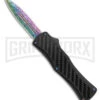Edgeworks Carbon Fiber OTF Auto Knife Dagger - Rainbow Damascus Finish) -Best Knife Shop Edgeworks Carbon Fiber OTF Auto Knife Dagger 3in Rainbow Damascus GX 42359 td large