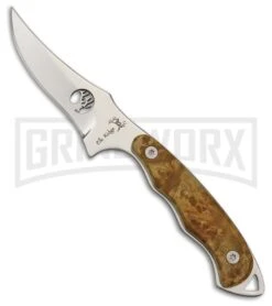 Elk Ridge Decoy Hunter Burl Wood Fixed Blade Knife - Mirror Plain