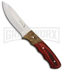 Elk Ridge Hunt Wilderness Pakkawood Fixed Blade Knife - Satin Plain
