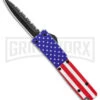 Firecracker Mini US Flag D/A OTF Automatic Knife - Black Dagger Serr -Best Knife Shop Firecracker Mini US Flag DA OTF Auto Black Dagger Serr GX 38225 jr large