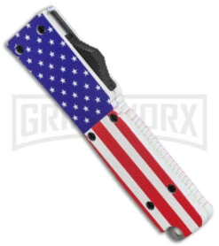 Firecracker Mini US Flag D/A OTF Automatic Knife - Black Dagger Serr -Best Knife Shop Firecracker Mini US Flag DA OTF Auto Black Dagger Serr GX 38225 jr spine large