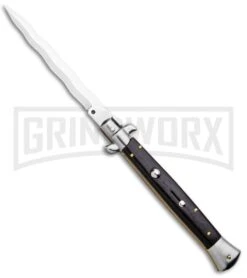 Frank B. 11" Italian Stiletto Ebony Automatic Knife - Kris Polish