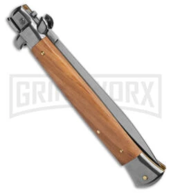 Frank B. 11" Italian Stiletto Olive Wood Automatic Knife - Dagger 7 Frank B. 11" Italian Stiletto Olive Wood Automatic Knife - Dagger -Best Knife Shop Frank B 11in Italian Stiletto Olive Wood AK Dagger GX 3497 td side large