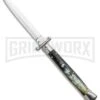 Frank B 11" Italian Stiletto Swinguard Brazilian Dark Horn Automatic Knife 1 Frank B 11" Italian Stiletto Swinguard Brazilian Dark Horn Automatic Knife -Best Knife Shop Frank B 11in Italian Stiletto Swinguard Brazilian Horn Auto Dagger GX 35903 jr large