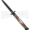 Frank B. 11" Italian Stiletto Swinguard Stag Horn Automatic Knife - Bayonet -Best Knife Shop Frank B 11in Italian Stiletto Swinguard Stag Horn Auto Bayo Black GX 5438 jr large