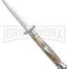 Frank B 11" Italian Stiletto Swinguard Honey Horn Automatic Knife - Bayonet -Best Knife Shop Frank B 11in Stiletto Swinguard Honey Horn Bayo GX 14528 jr large