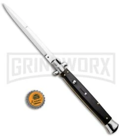 Frank B. 13" Black Italian Stiletto Automatic Knife - Bayonet Satin Plain 9 Frank B. 13" Black Italian Stiletto Automatic Knife - Bayonet Satin Plain -Best Knife Shop Frank B 13in Italian Stiletto Black Bayo Satin GX 8288 jr bottlecap large