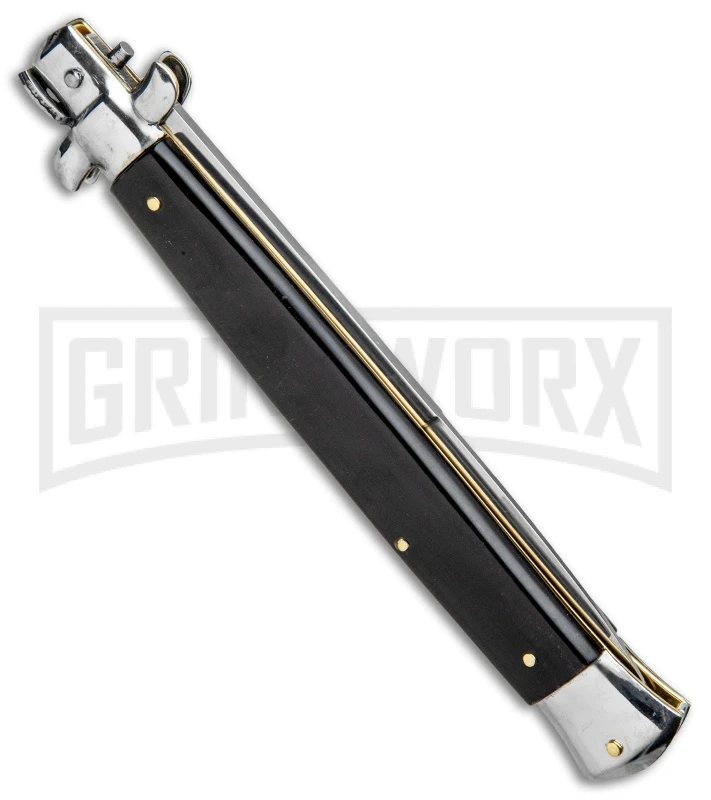 Frank B. 13" Black Italian Stiletto Automatic Knife - Bayonet Satin Plain 5 Frank B. 13" Black Italian Stiletto Automatic Knife - Bayonet Satin Plain - Image 3