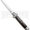 Frank B. 9" Italian Stiletto Dark Horn Automatic Knife - Bayonet -Best Knife Shop Frank B 9in Italian Stiletto Dark Horn Bayo GX 4525 jr large