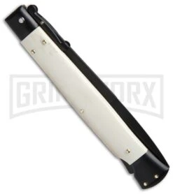 Frank B 11" Italian Stiletto Swinguard Camel Bone Automatic Knife - Bayonet -Best Knife Shop Frank b stilletos 11in swing camel bayo tact side large