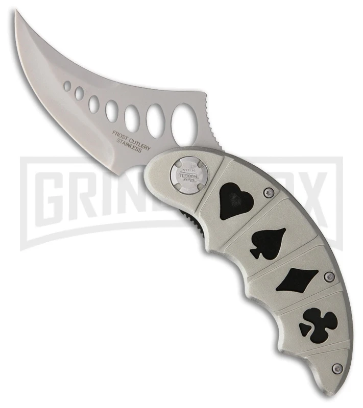 Frost Cutlery Gambler III Series Grey Stainless Folding Knife - Satin Plain 3 Frost Cutlery Gambler III Series Grey Stainless Folding Knife - Satin Plain