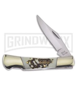 Frost Cutlery Steel Warrior Barracuda Stag Lockback Knife