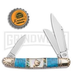 Frost Silverhorse Wrangler Abalone Turquoise - Pocket Knife -Best Knife Shop Frost Silverhorse Wrangler SJ Abalone Turquoise BHQ 104545 jr bottlecap large