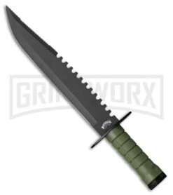 Frost Cutlery Survival Scout II OD Green Fixed Blade Knife - Black Plain