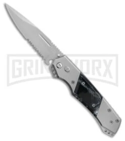 Super Knife Croc Automatic Knife Stainless W/ Black Inlay - Satin Serr