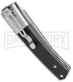 Ganzo Knives G7361-BK G-10 Automatic Knife - Satin Plain -Best Knife Shop Ganzo Knives Black G 10 Auto Flat Grind Satin G7361 BK BP 25414 jr side large