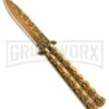 Gold Skull Balisong Butterfly Knife - Gold Plain -Best Knife Shop Gold Skull Balisong Drop Point Butterfly Knife GX 37608 td large