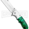 Green Marble Spring Assisted Knife - Cleaver Satin Plain -Best Knife Shop Green Marble SA Cleaver Mirror Plain GX 34284 jr large