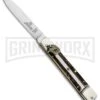 Hubertus 8" Slimline Spear Point Lever Lock Stag Automatic Knife - Satin Plain -Best Knife Shop Hubertus 8in Slimline SP LL Stag Auto Satin 68.112.HH .12 GX 32276 jr large