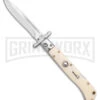 Italian Style 9" Roma Ivory Automatic Swinguard - Drop Point Polished Plain -Best Knife Shop Italian Style 9in Roma DP Auto Swinguard Ivory Polished BHQ 175951 jr large