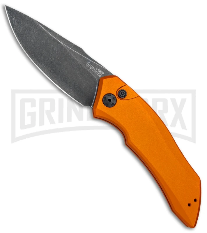 Kershaw Launch 1 Orange Aluminum Automatic Knife - Blackwash Plain 3 Kershaw Launch 1 Orange Aluminum Automatic Knife - Blackwash Plain
