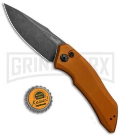 Kershaw Launch 1 Bronze Aluminum Automatic Knife - Blackwash Plain -Best Knife Shop Kershaw Launch 1 Automatic Bronze Aluminum BlackWash KER7100EBBW BHQ 91255 jr bottlecap large