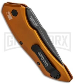 Kershaw Launch 1 Bronze Aluminum Automatic Knife - Blackwash Plain -Best Knife Shop Kershaw Launch 1 Automatic Bronze Aluminum BlackWash KER7100EBBW BHQ 91255 jr side large