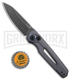 Kershaw Launch 11 Gray Aluminum Automatic Knife - Blackwash Plain -Best Knife Shop Kershaw Launch 11 Auto Gray Aluminum Blackwash BHQ 178232 jr bottlecap large
