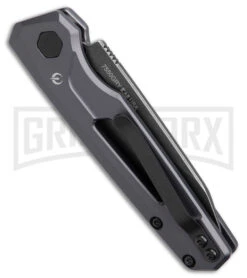 Kershaw Launch 11 Gray Aluminum Automatic Knife - Blackwash Plain -Best Knife Shop Kershaw Launch 11 Auto Gray Aluminum Blackwash BHQ 178232 jr side large