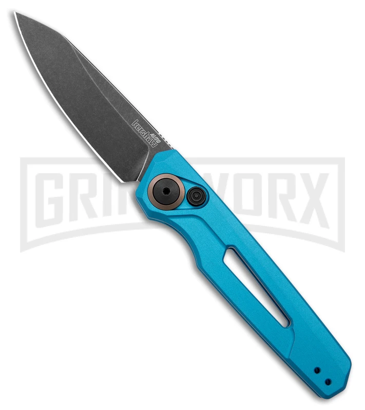 Kershaw Launch 11 Teal Aluminum Automatic Knife - Blackwash Plain 3 Kershaw Launch 11 Teal Aluminum Automatic Knife - Blackwash Plain