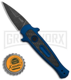 Kershaw Launch 12 CA Legal Blue/CF Mini Stiletto Automatic Knife - Black SW -Best Knife Shop Kershaw Launch 12 CA Legal mini Stiletto Automatic Knife Blue CF 1in Black SW BHQ 145126 td size large