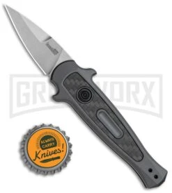 Kershaw Launch 12 CA Legal Black Automatic Knife - Stonewash Plain -Best Knife Shop Kershaw Launch 12 Call Legal Stiletto Auto Grey KER7130GRYSW BHQ 114624 jr bottlecap large